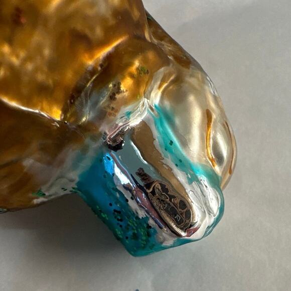 Vintage Glass Monkey on Vine Christmas Ornament Hand-Painted Glitter Accents - Picture 6 of 6